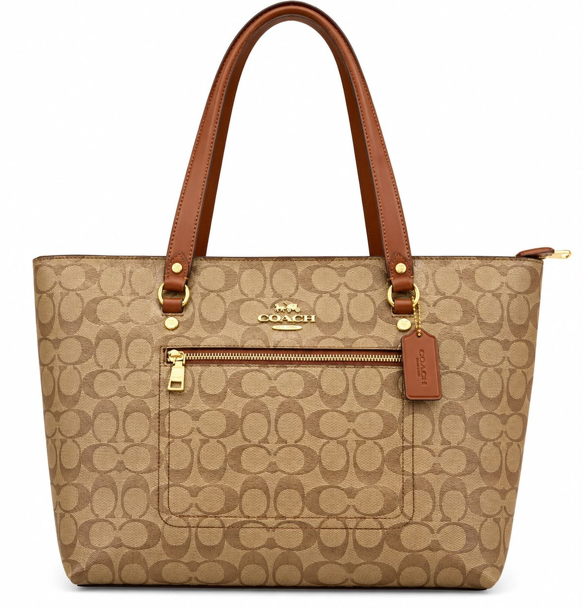Coach Gallery Tote in Signature - Khaki Saddle