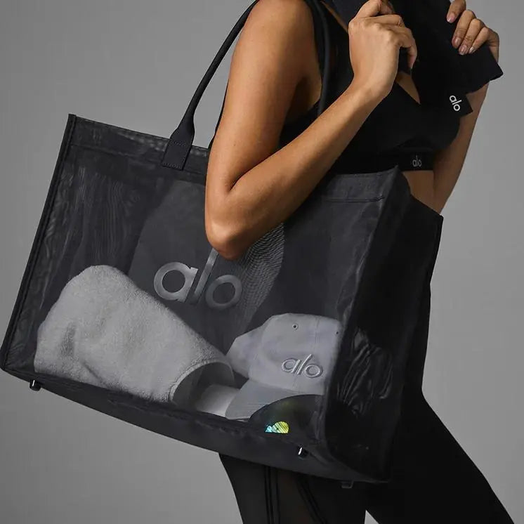 Alo Sheer Tote Bag- - BLACK