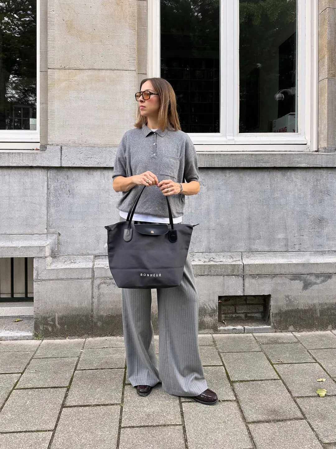 Bonheur N°7 Kanvas Çanta - Denım Gray