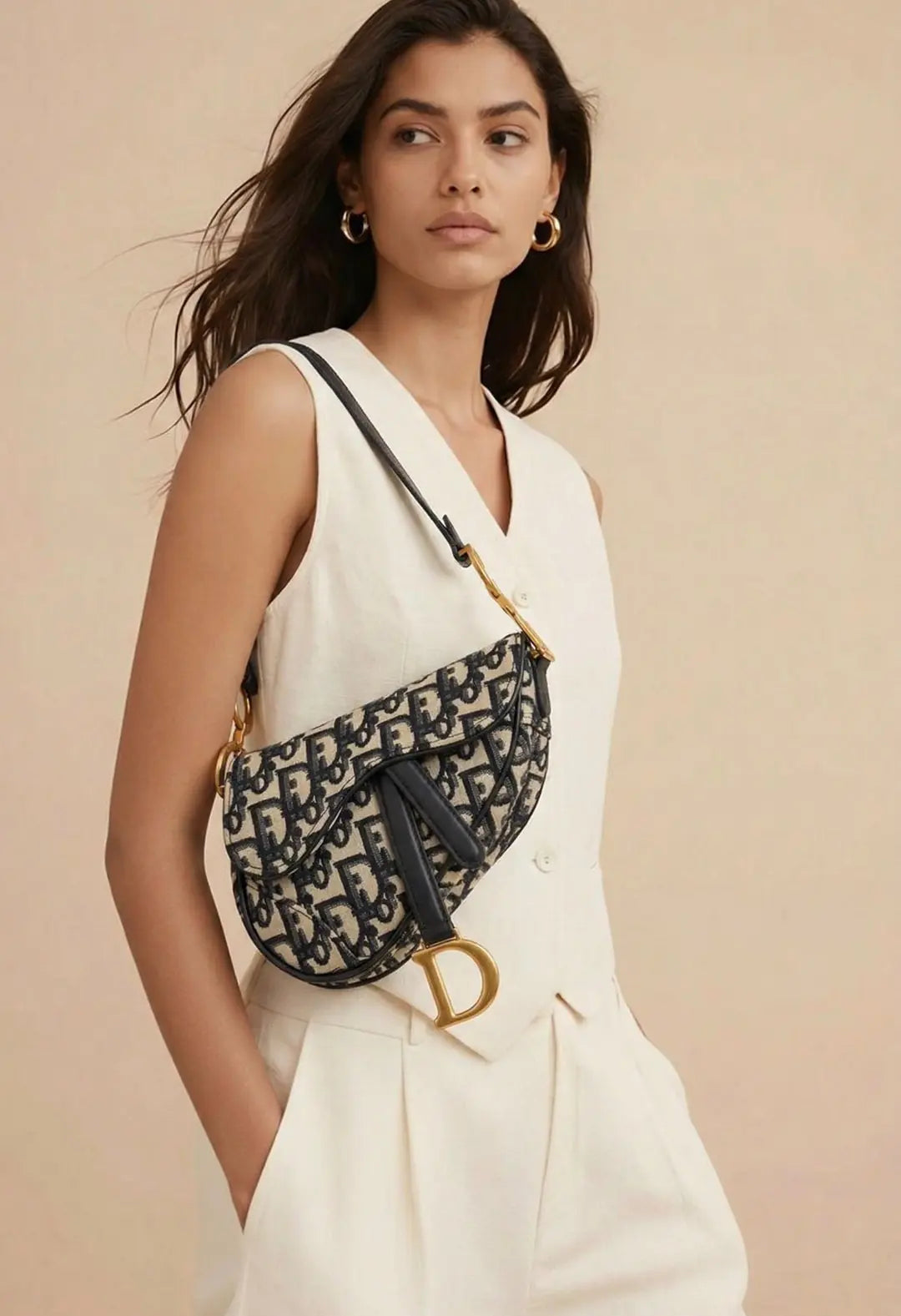 Chiristian Dior Saddle Bag With Starp Small