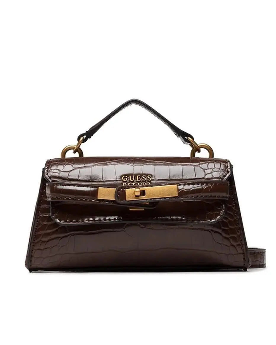 GUESS TİMSAH DERİSİ TULİA MİNİ ÇANTA- - KAHVE