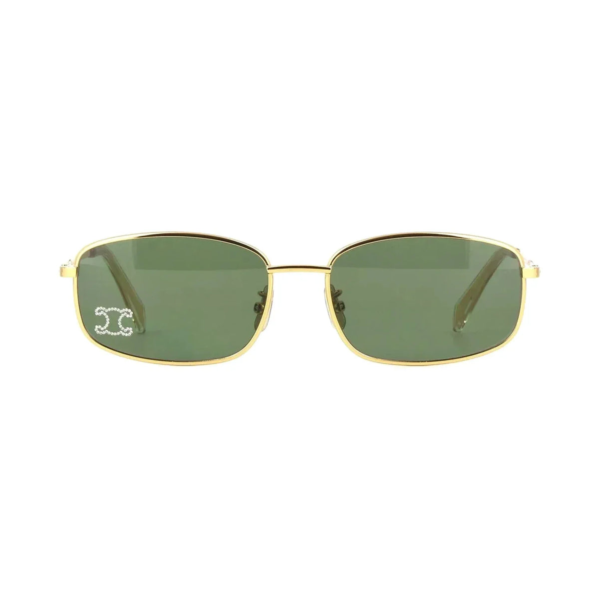 Celine Rhinestone Triomphe CL40285U 30N Gold Green Güneş Gözlüğü