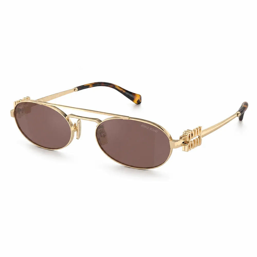 Miu Miu Logo MU54ZS ZVN50D Pale Gold Dark Pink Silver Güneş Gözlüğü