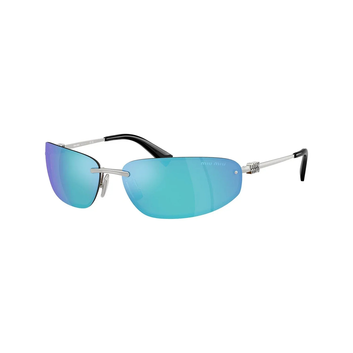 Miu Miu MU A50S 1BC10K Silver Light Green Blue Mirror Güneş Gözlüğü