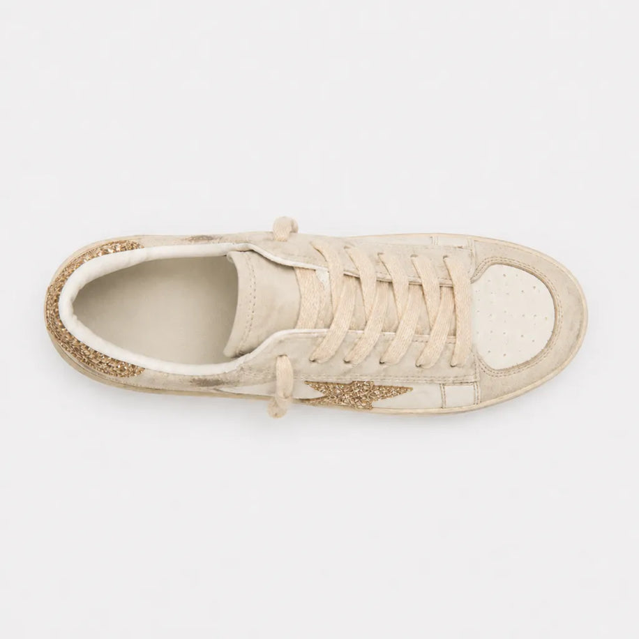 Golden Stardan in Ecru Nappa Leather with Gold Glitter