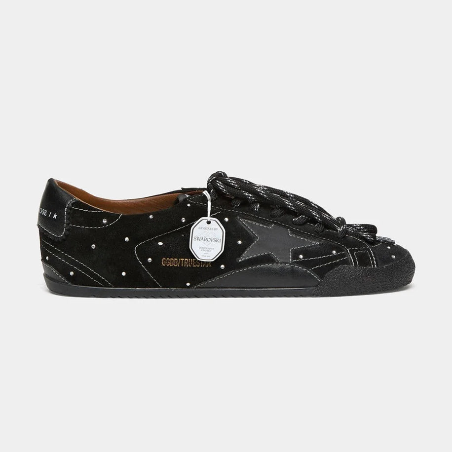 Golden True-Star Black Suede with Swarovski Crystals