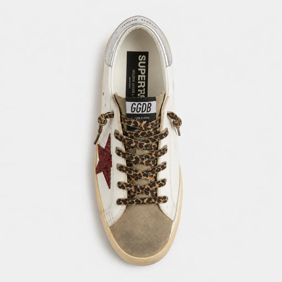 Golden Super-Star with Burgundy Glitter Star & Silver Heel Tab