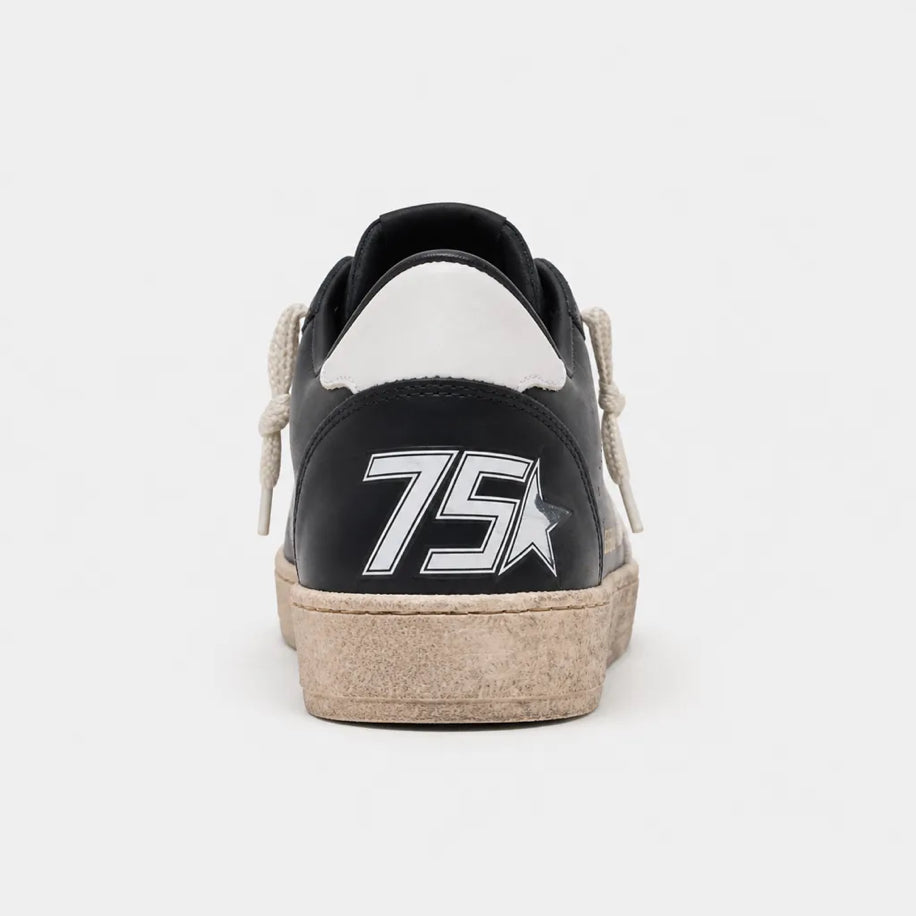 Golden Ball Star in Black Nappa with White Leather Star