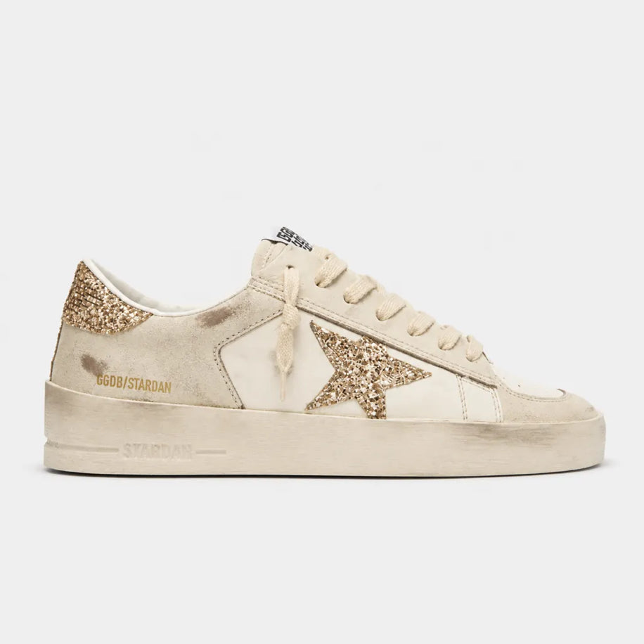 Golden Stardan in Ecru Nappa Leather with Gold Glitter