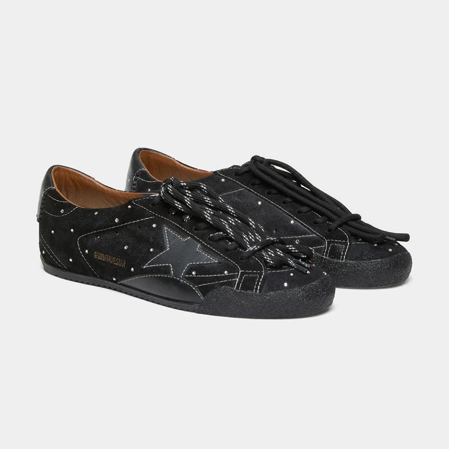 Golden True-Star Black Suede with Swarovski Crystals