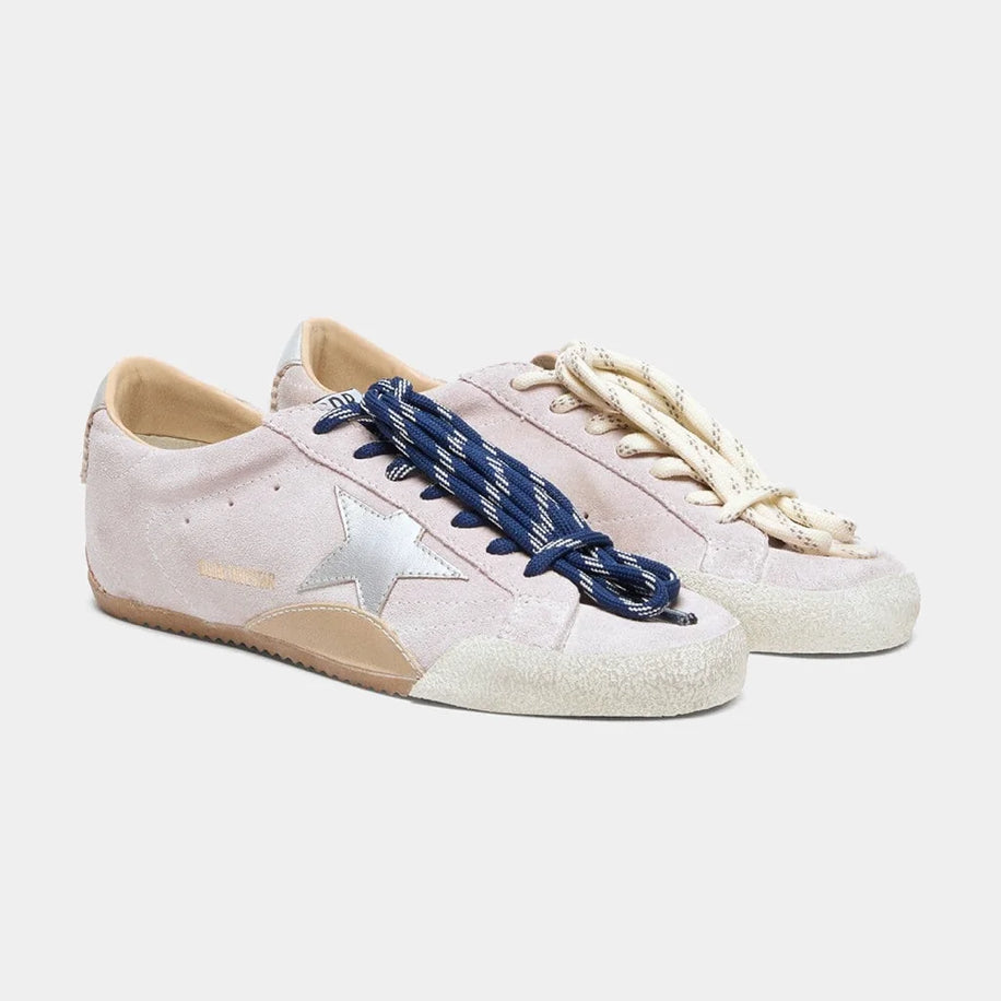 Golden True-Star in Pastel Pink Suede with Silver Star & Heel Tab