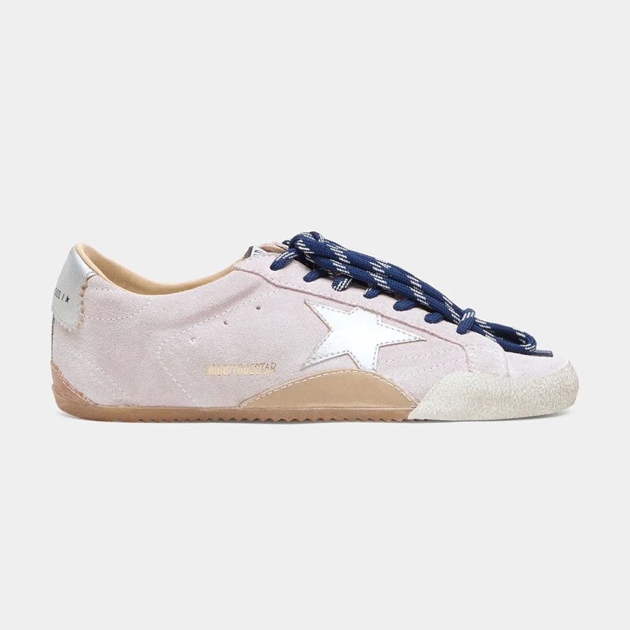 Golden True-Star in Pastel Pink Suede with Silver Star & Heel Tab