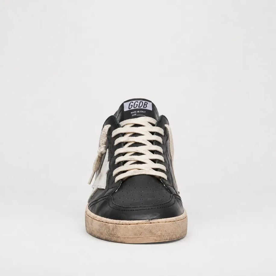 Golden Ball Star in Black Nappa with White Leather Star