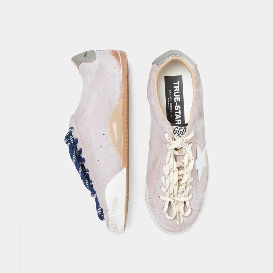 Golden True-Star in Pastel Pink Suede with Silver Star & Heel Tab