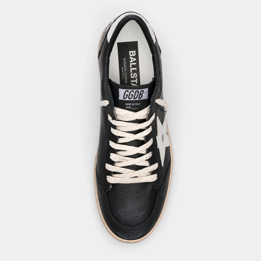 Golden Ball Star in Black Nappa with White Leather Star