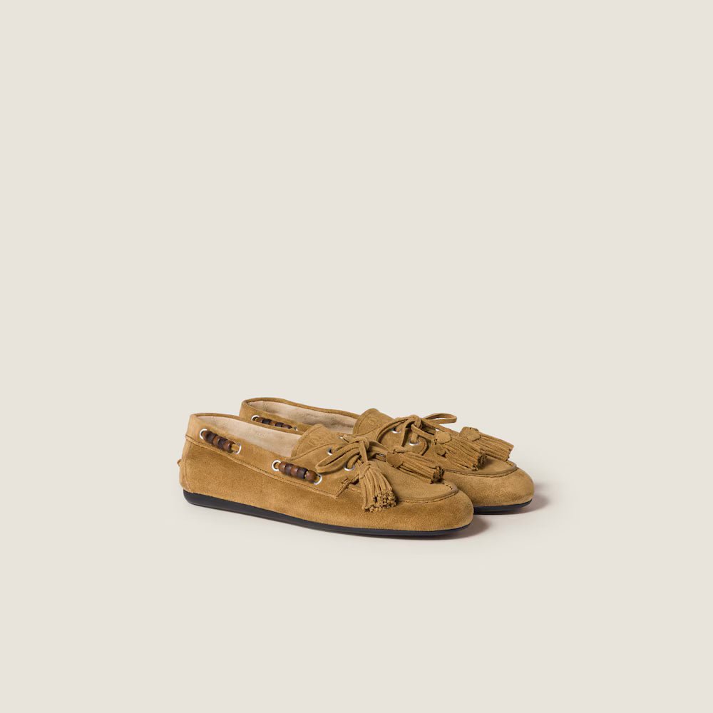 Miu Miu Püsküllü Süet Deck Taba - LNT STEP-Sneaker - Miu Miu -  - 14034168 - 36 - Miu Miu Püsküllü Süet Deck Taba -