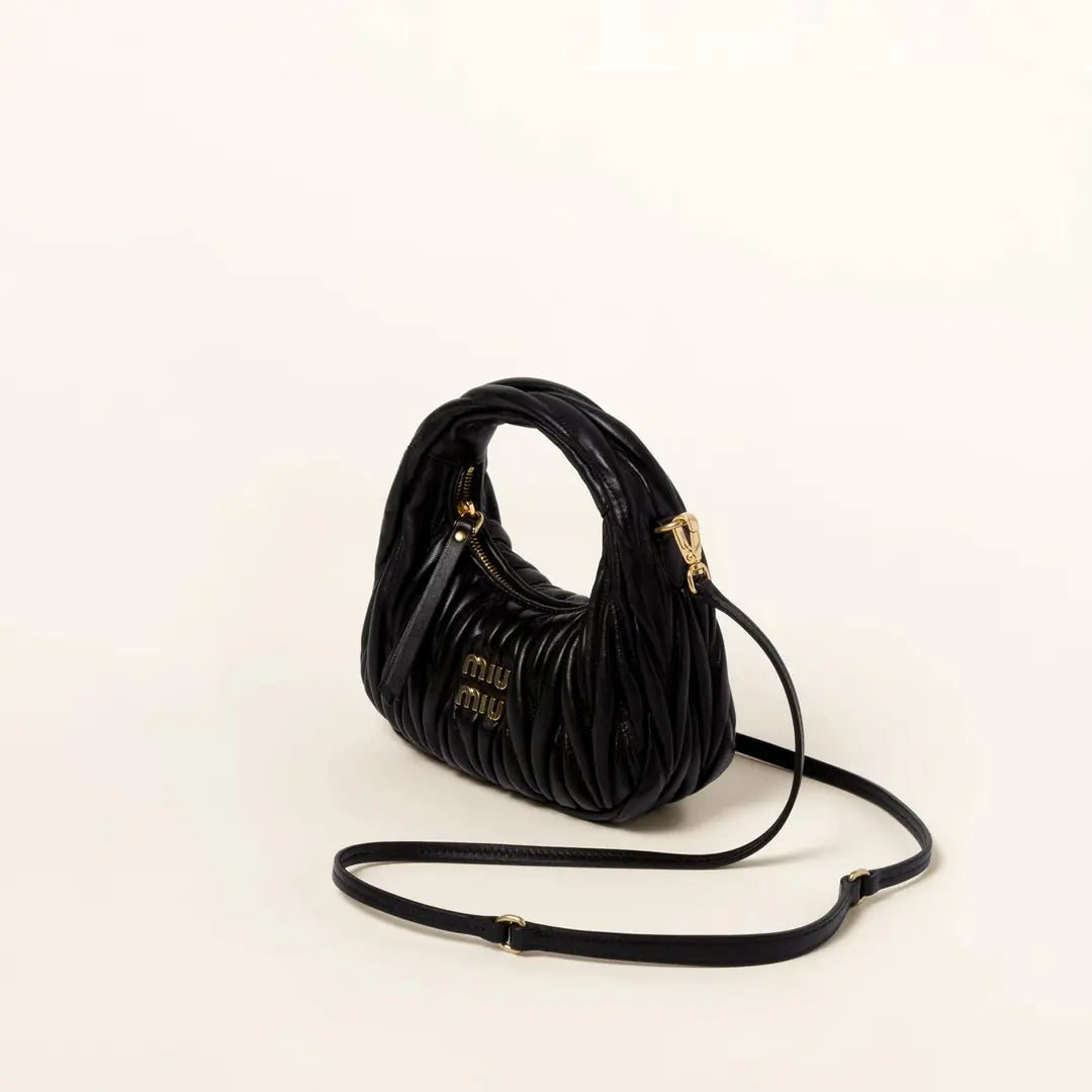 Miu Miu Wander matelassé nappa leather hobo mini bag