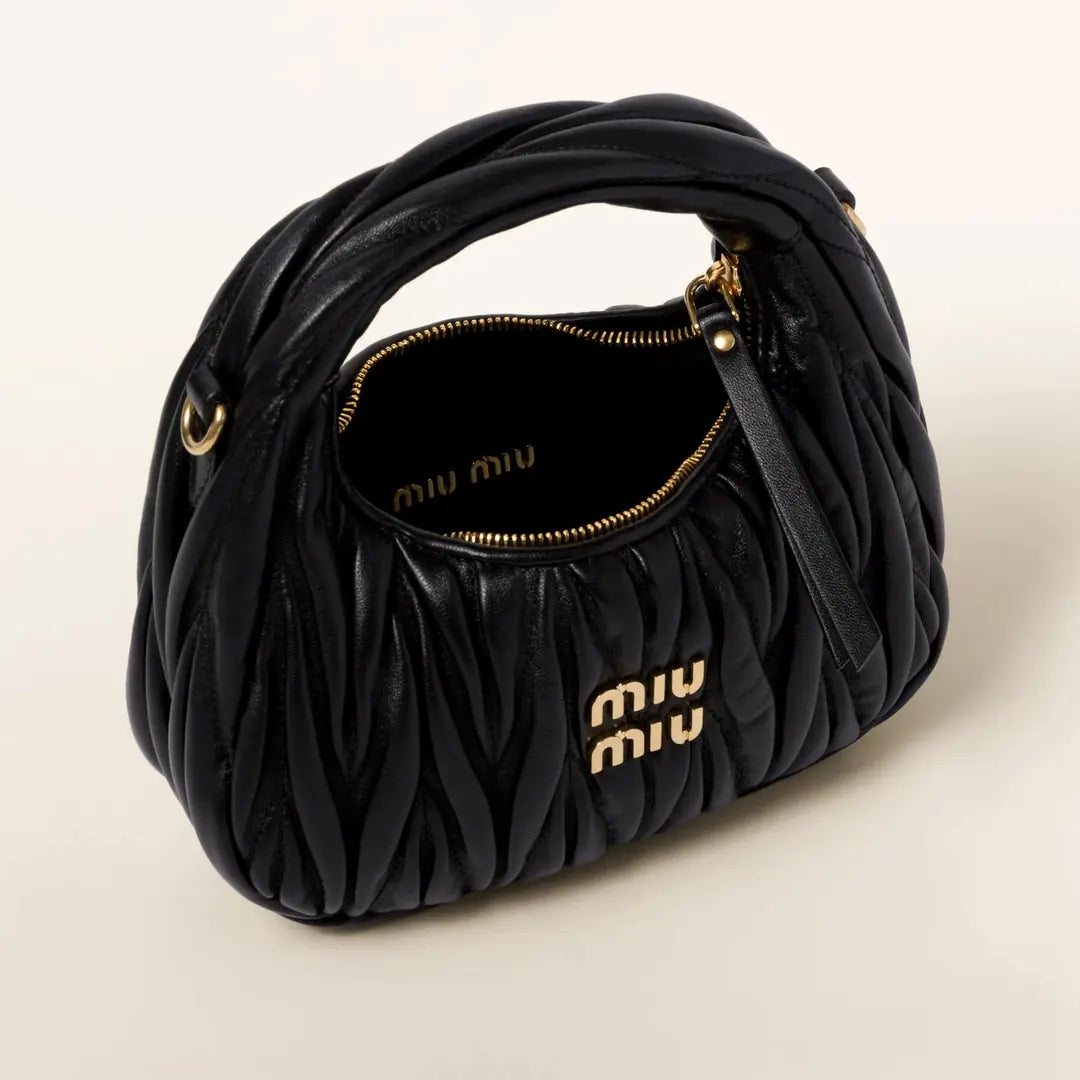 Miu Miu Wander matelassé nappa leather hobo mini bag