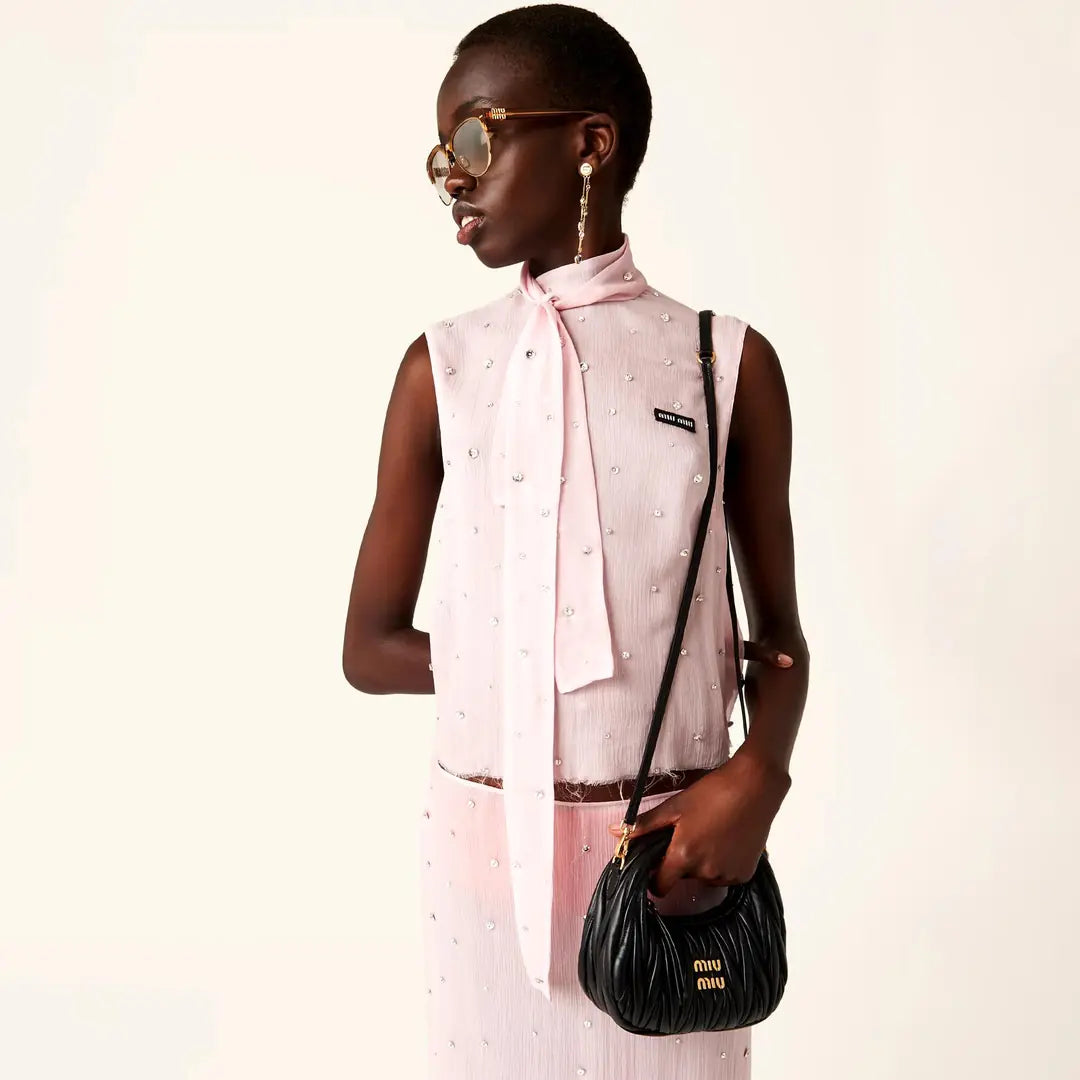 Miu Miu Wander matelassé nappa leather hobo mini bag
