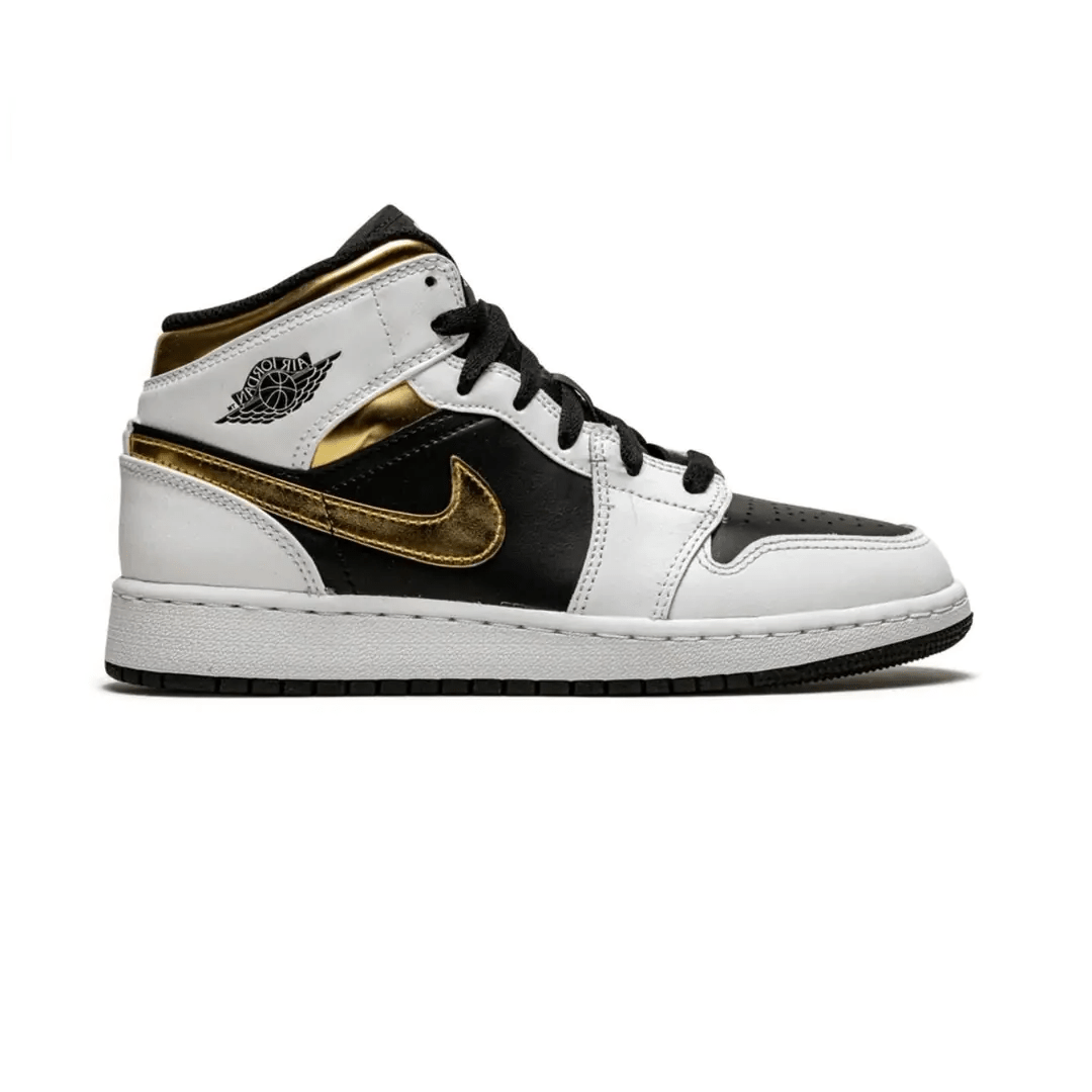 Nike Air Jordan 1 Mid White Gold Black - LNT STEP-Sneaker - Nike -  -  - 36 - Nike Air Jordan 1 Mid White Gold Black -