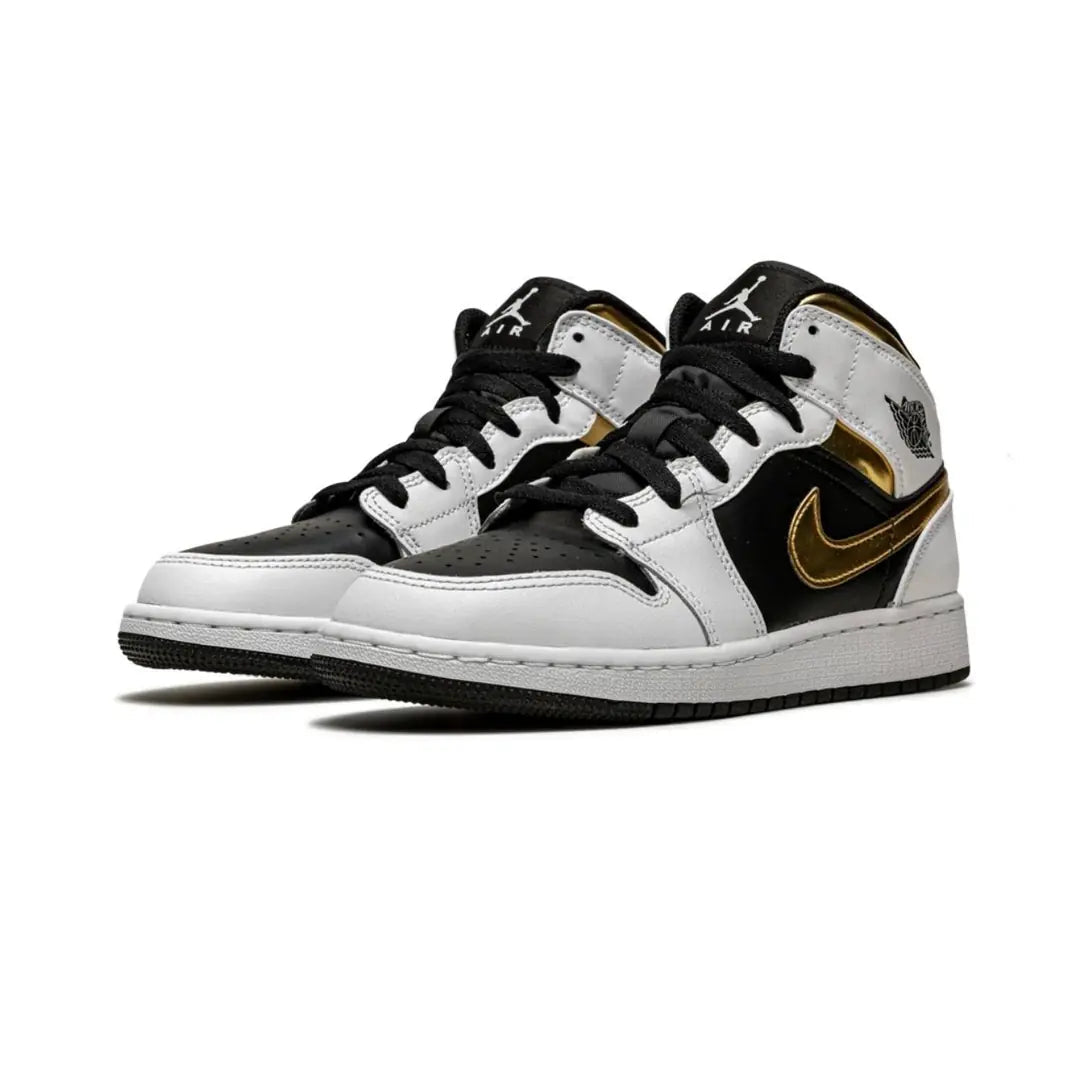 Nike Air Jordan 1 Mid White Gold Black - LNT STEP-Sneaker - Nike -  -  - 36 - Nike Air Jordan 1 Mid White Gold Black -