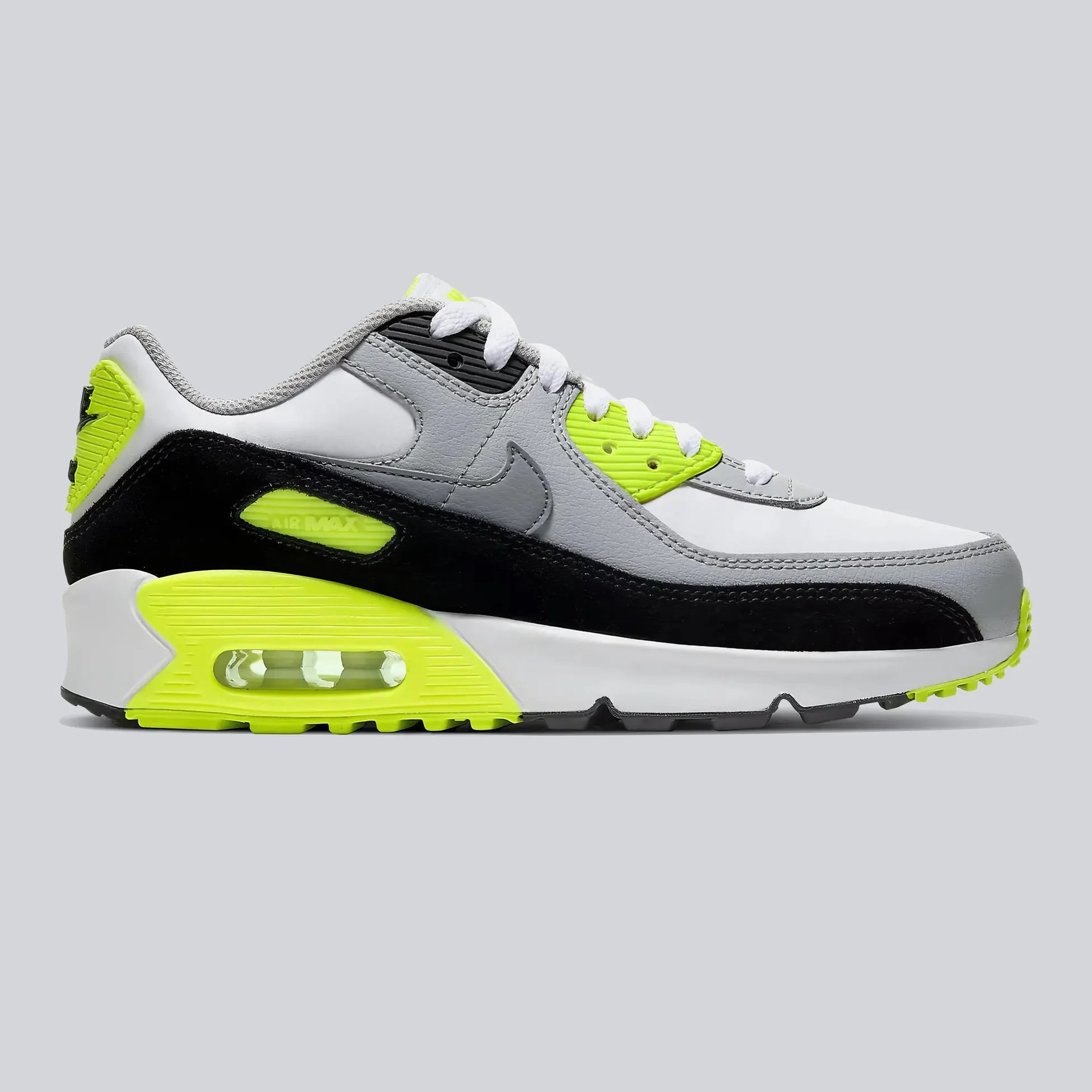 Nike Air Max 90 Leather Black Grey Volt - LNT STEP-Sneaker - Nike -  - 78251512 - 36 - Nike Air Max 90 Leather Black Grey Volt -