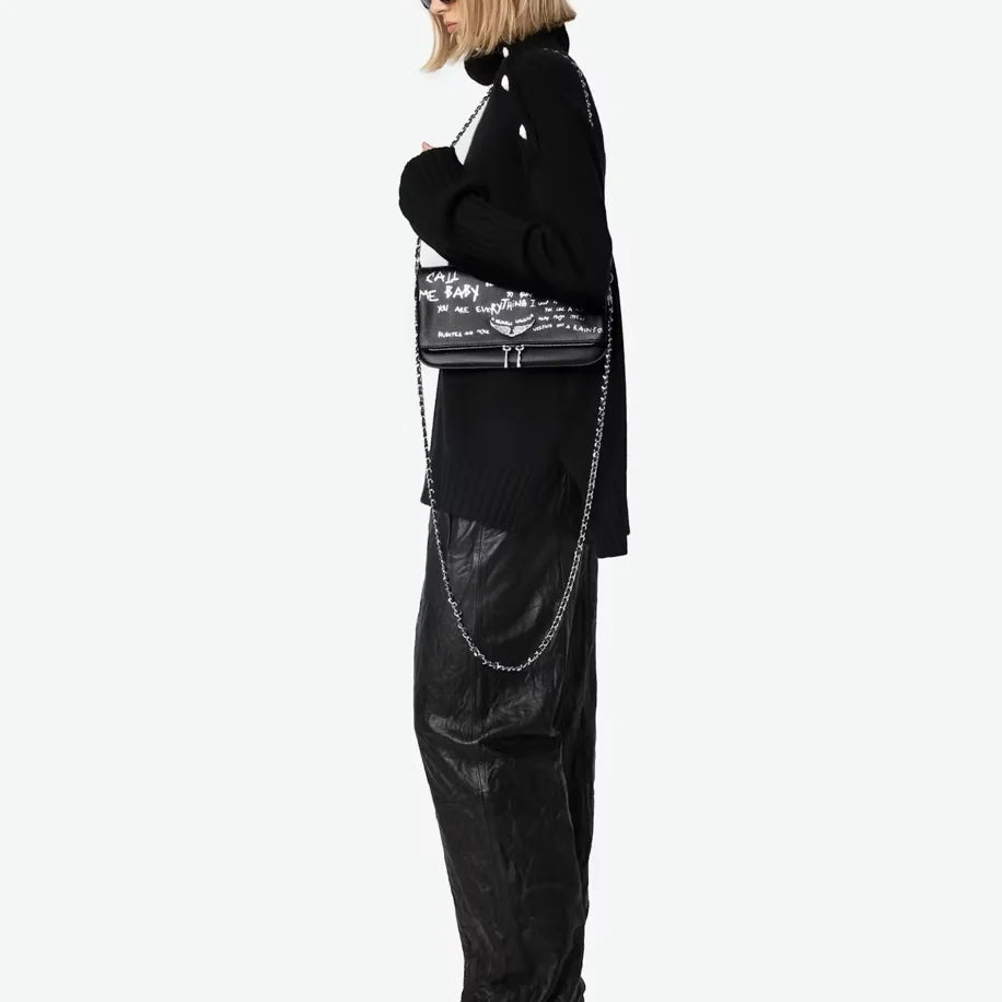 Zadıg & Voltaire Rock Swing Cloutch- - Grafitti Black Bag