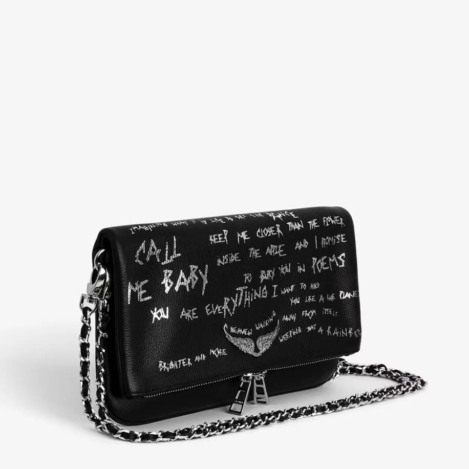 Zadıg & Voltaire Rock Swing Cloutch- - Grafitti Black Bag