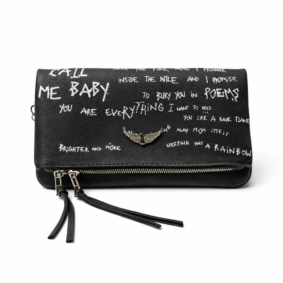 Zadıg & Voltaire Rock Swing Cloutch- - Grafitti Black Bag